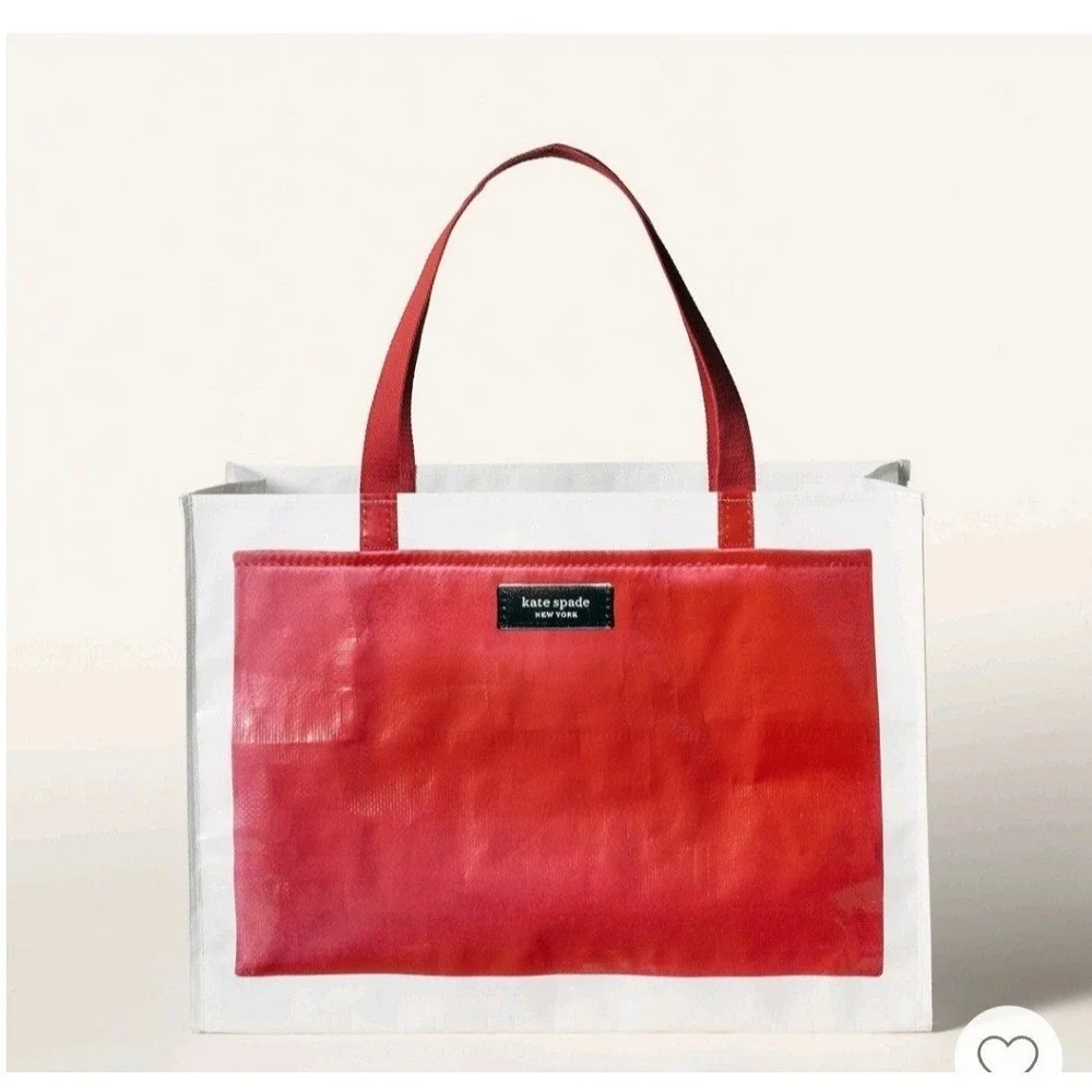 Kate Spade New York‎ Red White Clear Vinyl Tote Bag Beach Shopping